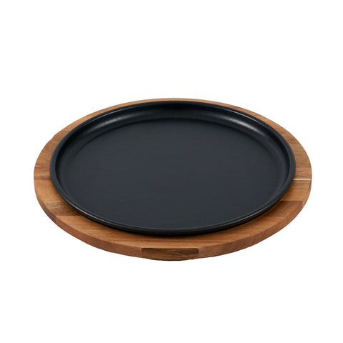 Plato de Hierro Fundido con Base de Madera de 26 cm