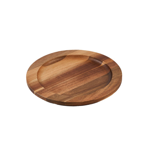 Plato de Hierro Fundido Esmaltado con Base de Madera de 20 cm