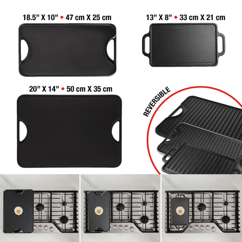 Plancha Reversible Hierro Fundido Precurado 50 x 35 cm