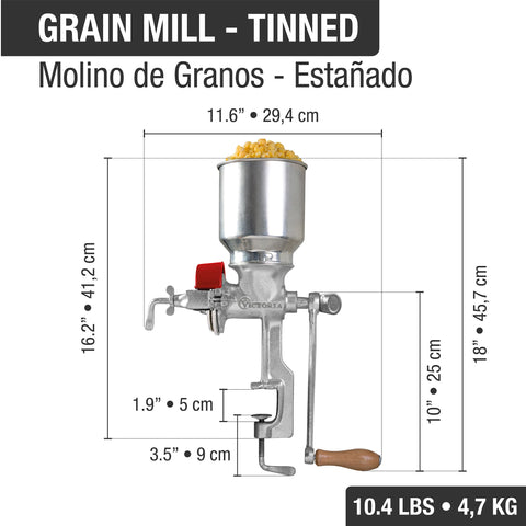 Molino de Granos Victoria Manual Tolva Alta Estañado