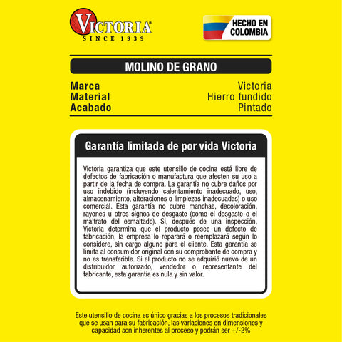 Molino de Granos Manual Tolva Metálica Pintado Rojo