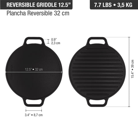 Plancha Para Asar Redonda Grill Hierro Fundido 32 Cm