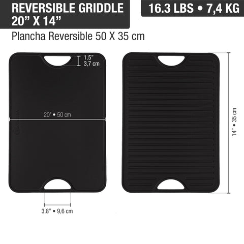 Plancha Reversible Hierro Fundido Precurado 50 x 35 cm
