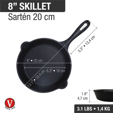 Sarten Hierro Fundido Precurado 20 cm