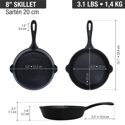Sarten Hierro Fundido Precurado 20 cm