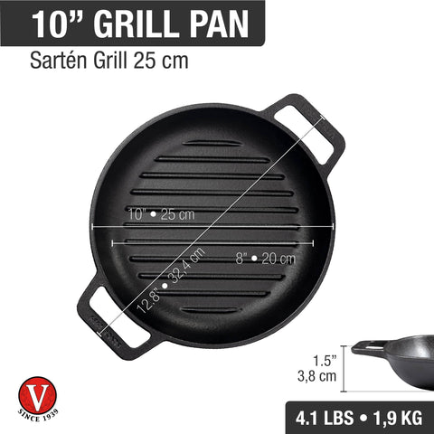 Sarten Redondo Grill 25 cm Hierro Fundido Precurado