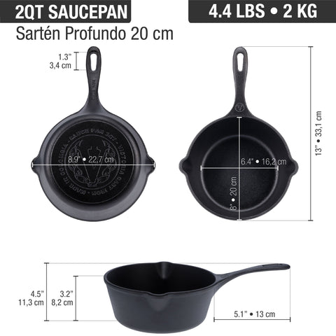Sartén Profundo Hierro Fundido Precurado 20 cm