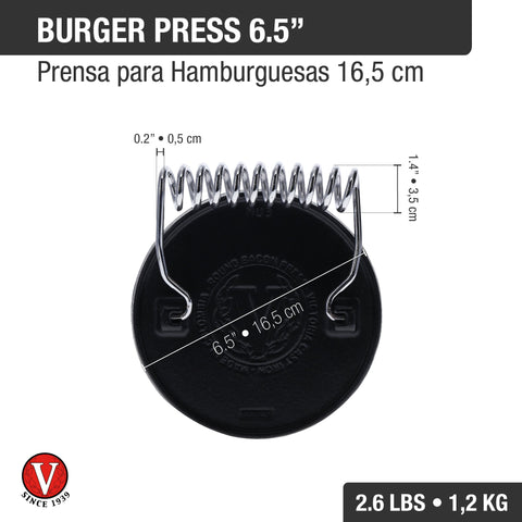 Prensa para Hamburguesa y Carnes de Hierro Fundido Precurada