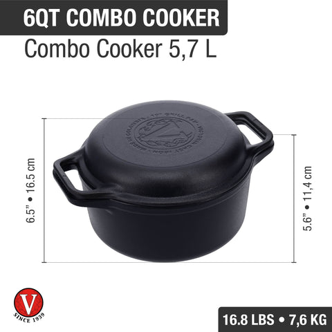 Combo Cooker de Hierro Fundido Precurado 5.7 Litros