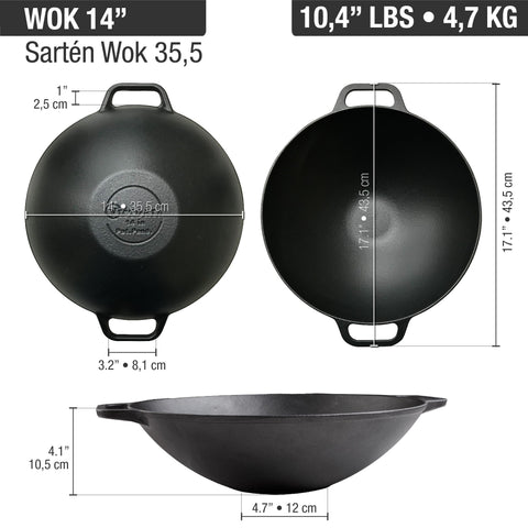 Wok Hierro Fundido 35 cm Esmaltado